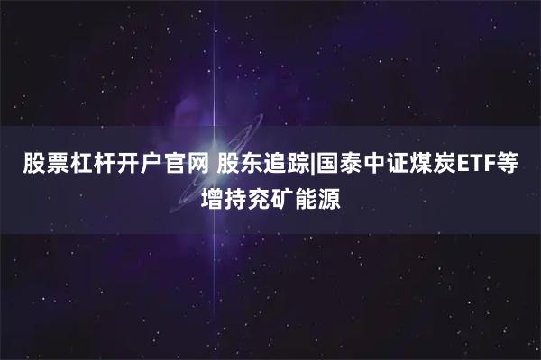 股票杠杆开户官网 股东追踪|国泰中证煤炭ETF等增持兖矿能源